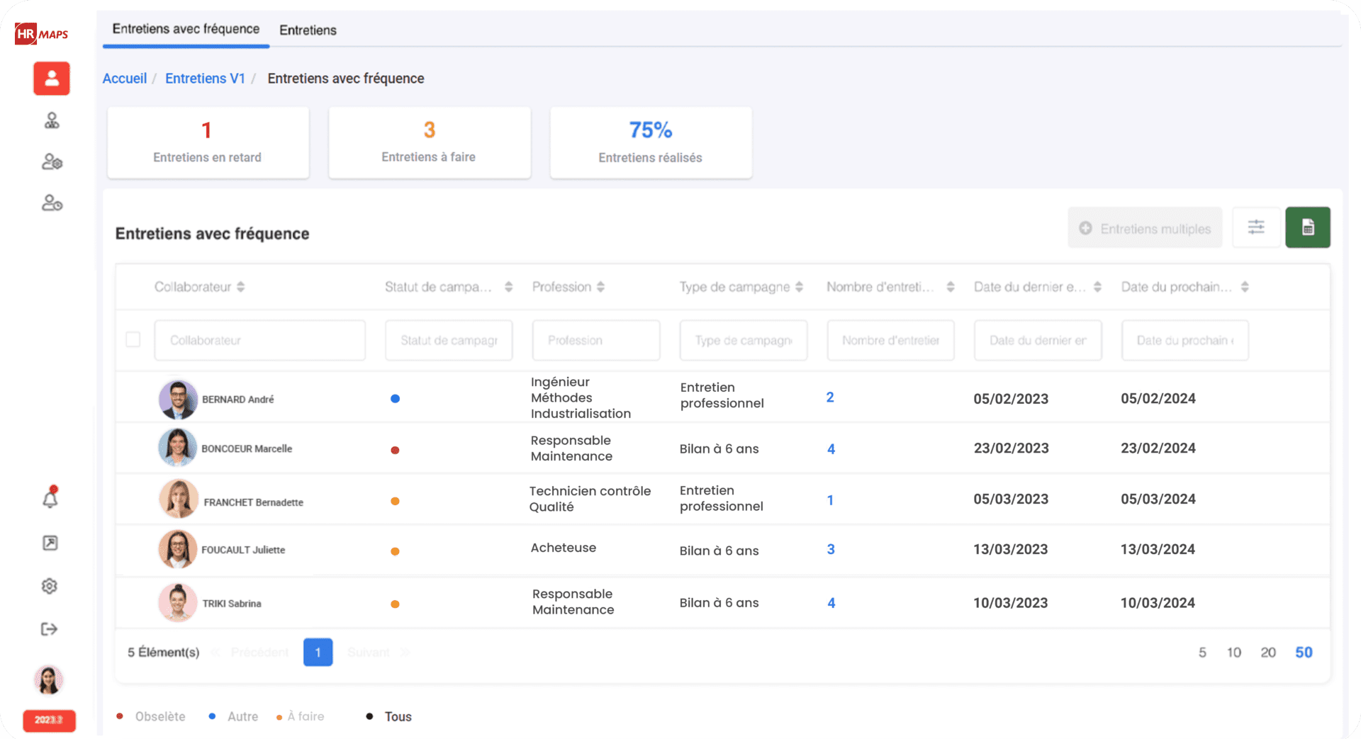 Module gestion des entretiens HRMAPS