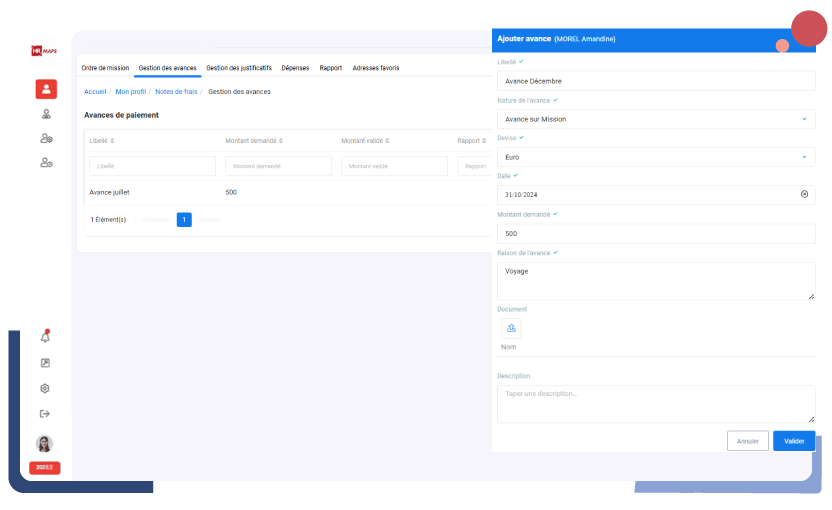 Logiciel de notes de frais et avances