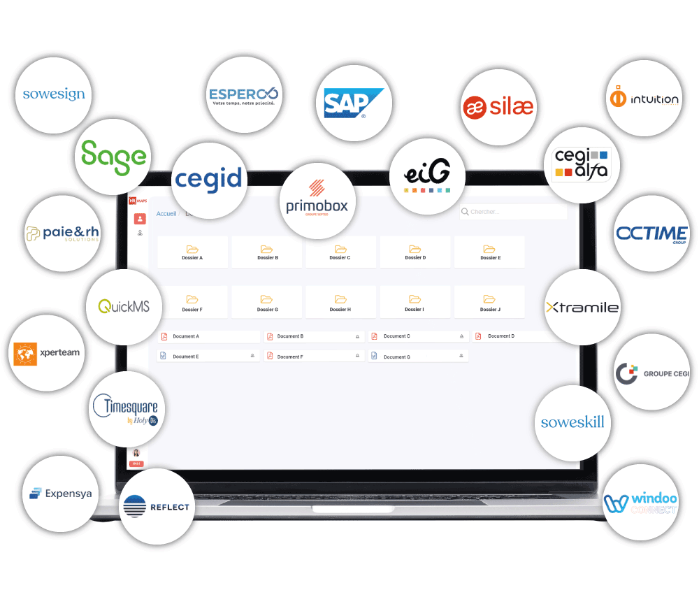 Les logiciels connectés au SIRH HRMAPS